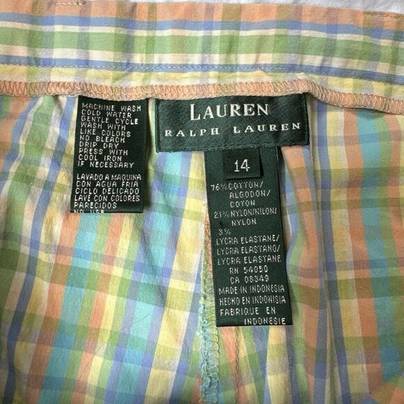 Lauren Ralph Lauren Pastel Rainbow Colorful Plaid Checkered Capri Women’s 14 LRL - Picture 3 of 10